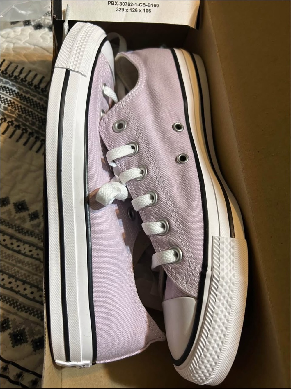 Converse Low-Top Canvas Sneakers in Light Lavender and White